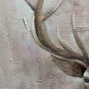 MAJESTIC STAG: Textured Stag Painting, Vertical Wall Art