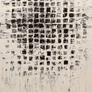 MATRIX: Large Black and White Textured Abstract Grid Painting