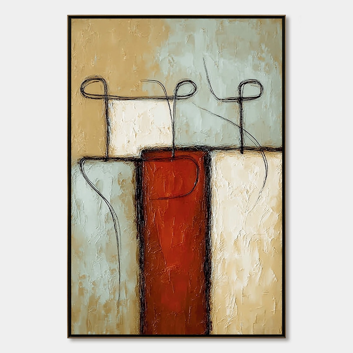 CONNECTION: Textured Minimalist Abstract Figurative Painting