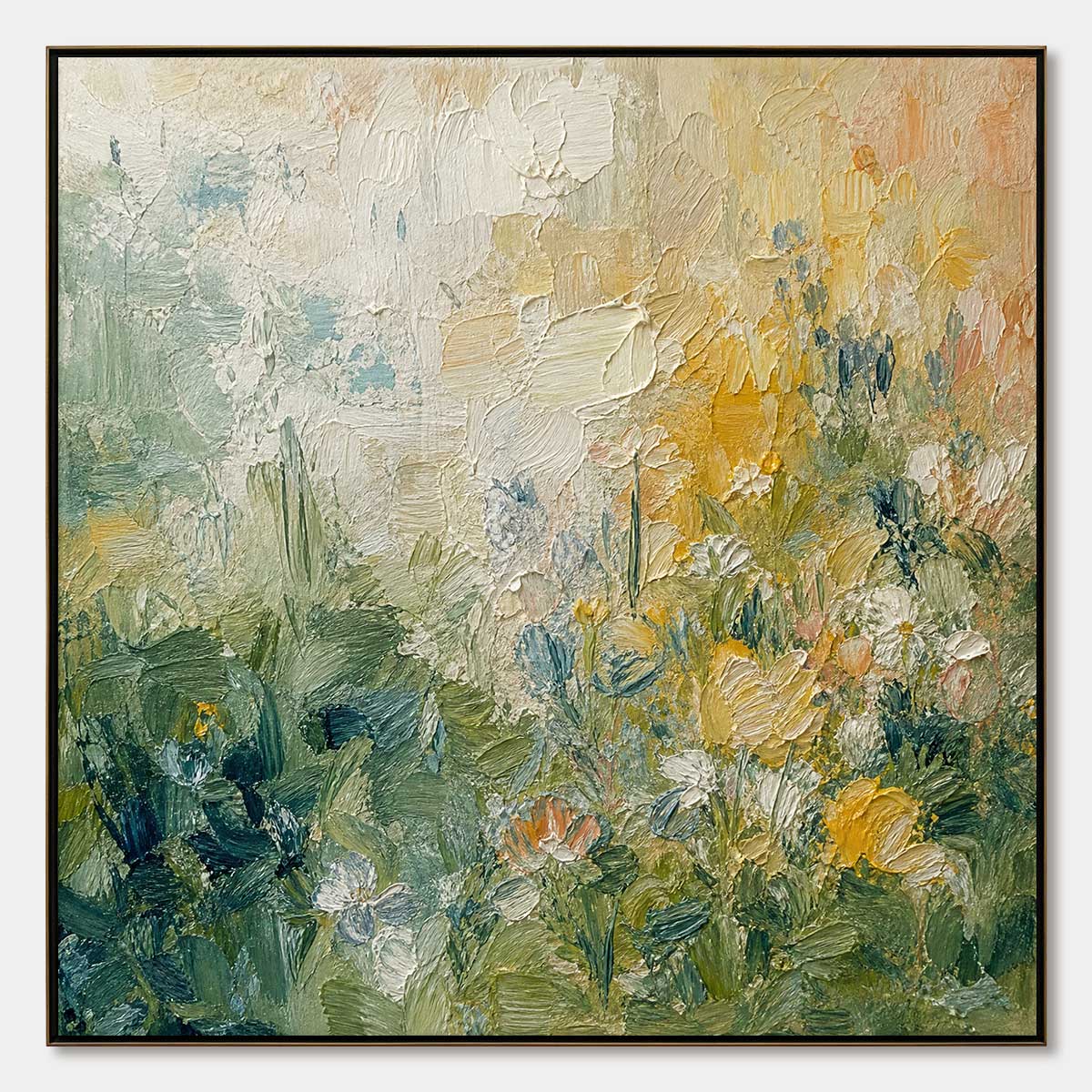 MEADOW'S EMBRACE: Textured Impasto Painting of a Wildflower Field