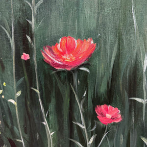 MEADOW'S EMBRACE: Moody Floral Botanical Painting, Vertical Wall Art