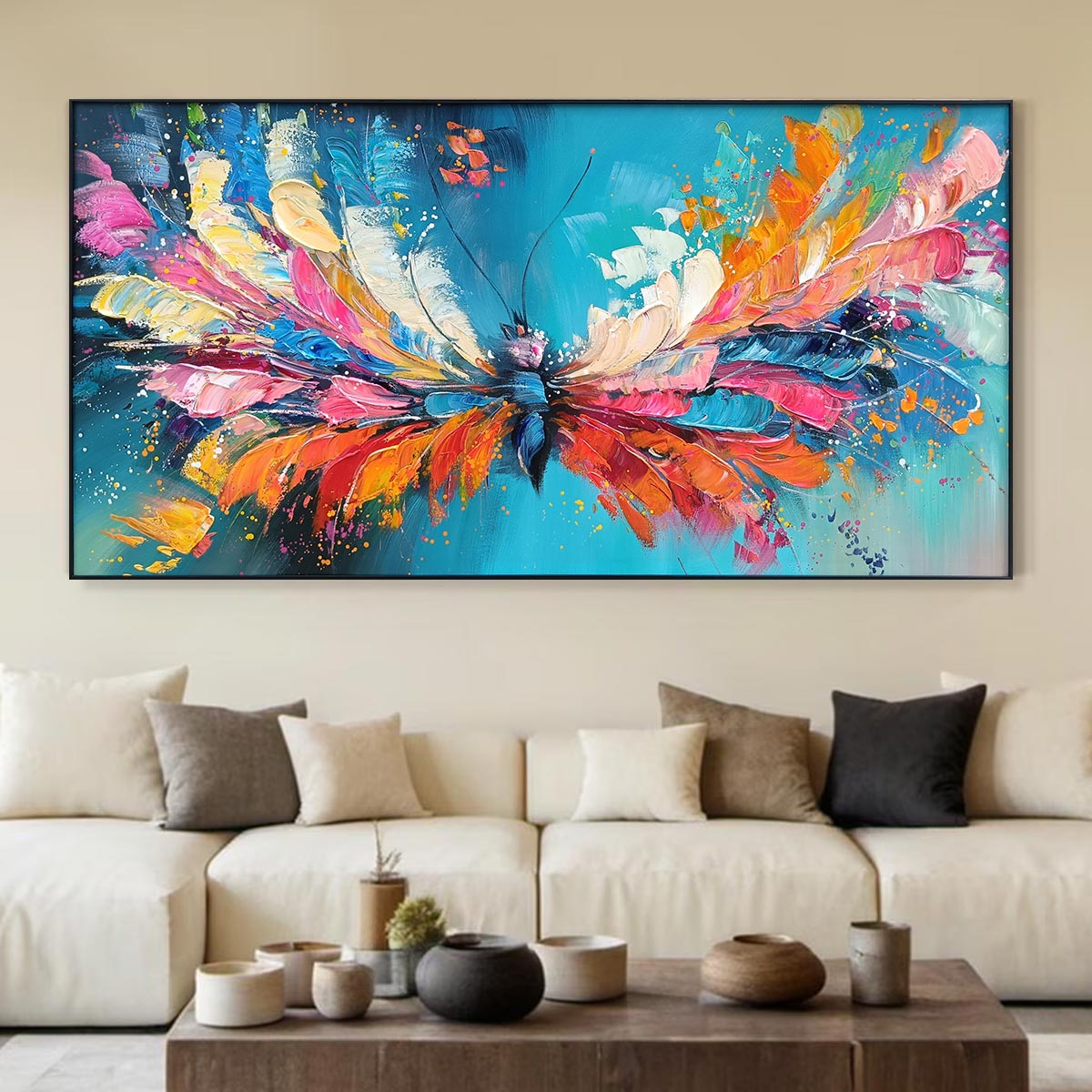 Ready to Ship |Metamorphosis: Colorful Impasto Butterfly Textured Oil Wall Art