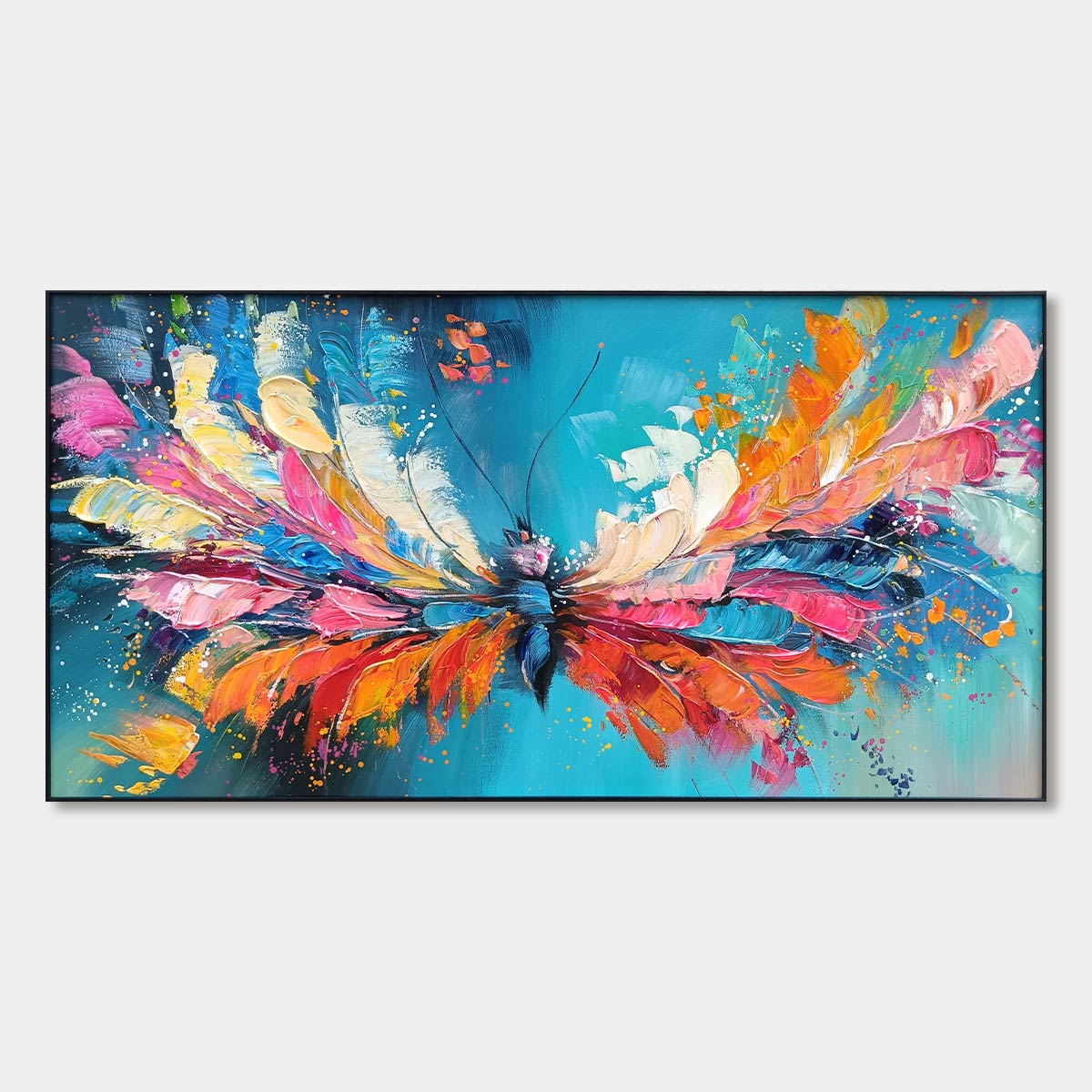 Ready to Ship |Metamorphosis: Colorful Impasto Butterfly Textured Oil Wall Art