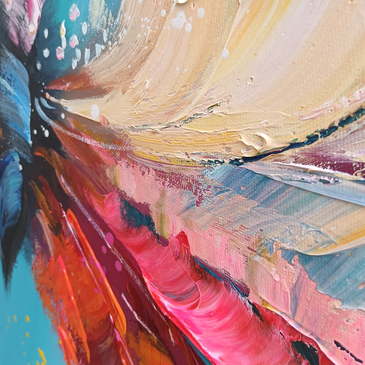 Ready to Ship |Metamorphosis: Colorful Impasto Butterfly Textured Oil Wall Art