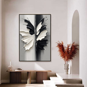 METAMORPHOSIS: Textured Abstract Butterfly Painting in Black and White