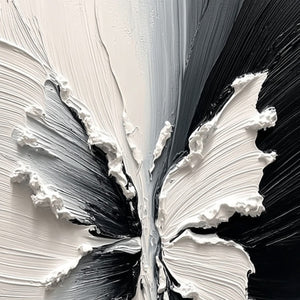 **METAMORPHOSIS:** Heavy Texture Black and White Butterfly Painting