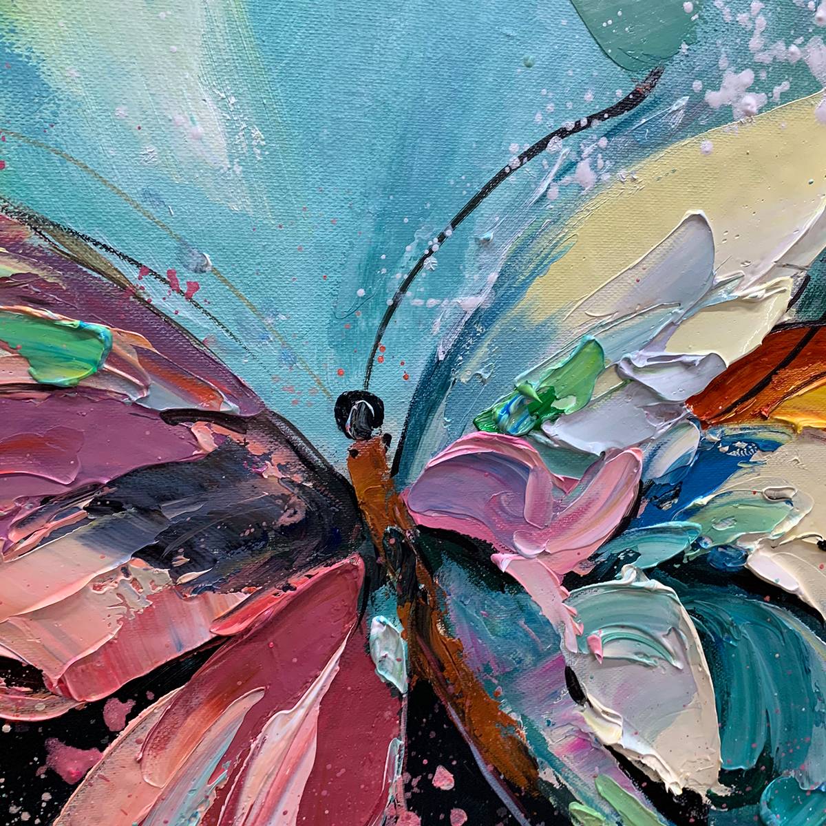 METAMORPHOSIS: Textured Impasto Colorful Butterfly Oil Painting