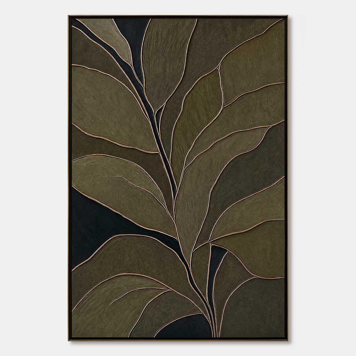 MIDNIGHT FOLIAGE: Textured Botanical Abstract Painting in Earth Tones
