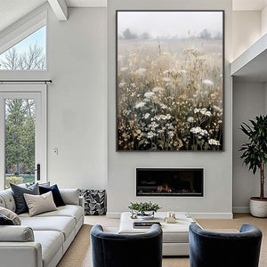 MISTY MEADOW: Ethereal Wildflower Field Landscape Painting