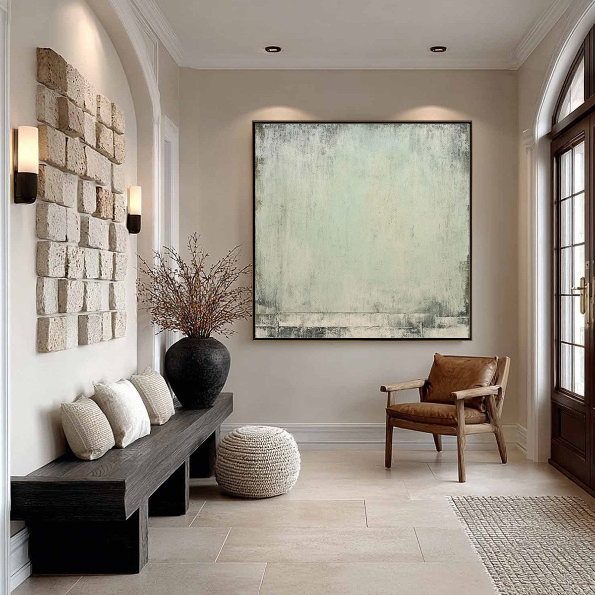 MISTY MORNING Textured Minimalist Abstract Oil Painting