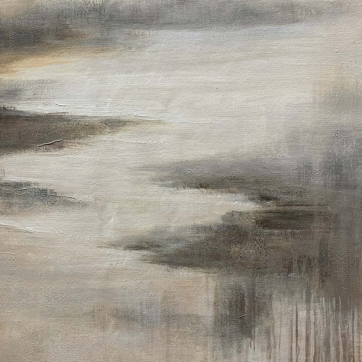MISTY SHORES: Minimalist Coastal Landscape Oil Painting
