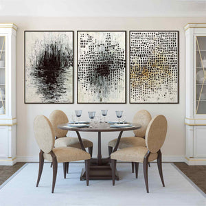 MONOCHROME METAMORPHOSIS: Wabi Sabi Textured Abstract Triptych