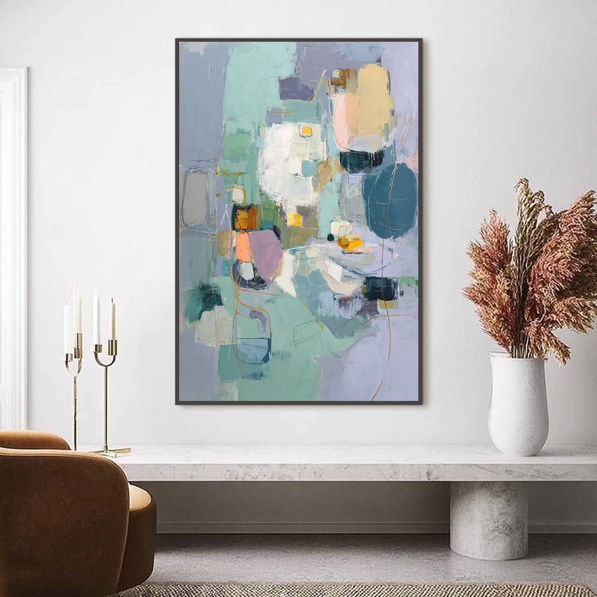MORNING CHORUS: Colorful Modern Abstract Composition Painting