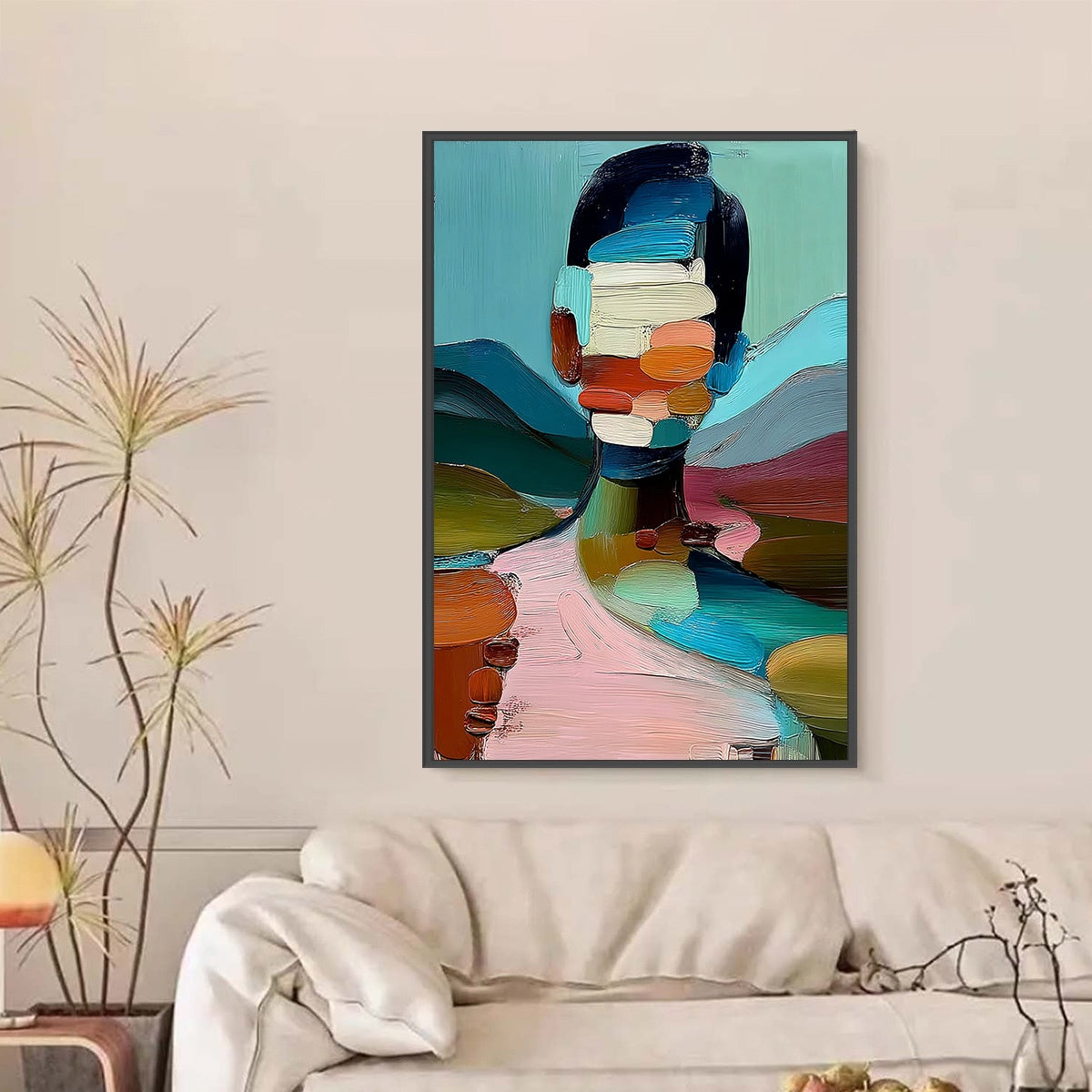 MOSAIC OF BEING: Colorful Abstract Impasto Portrait Wall Art