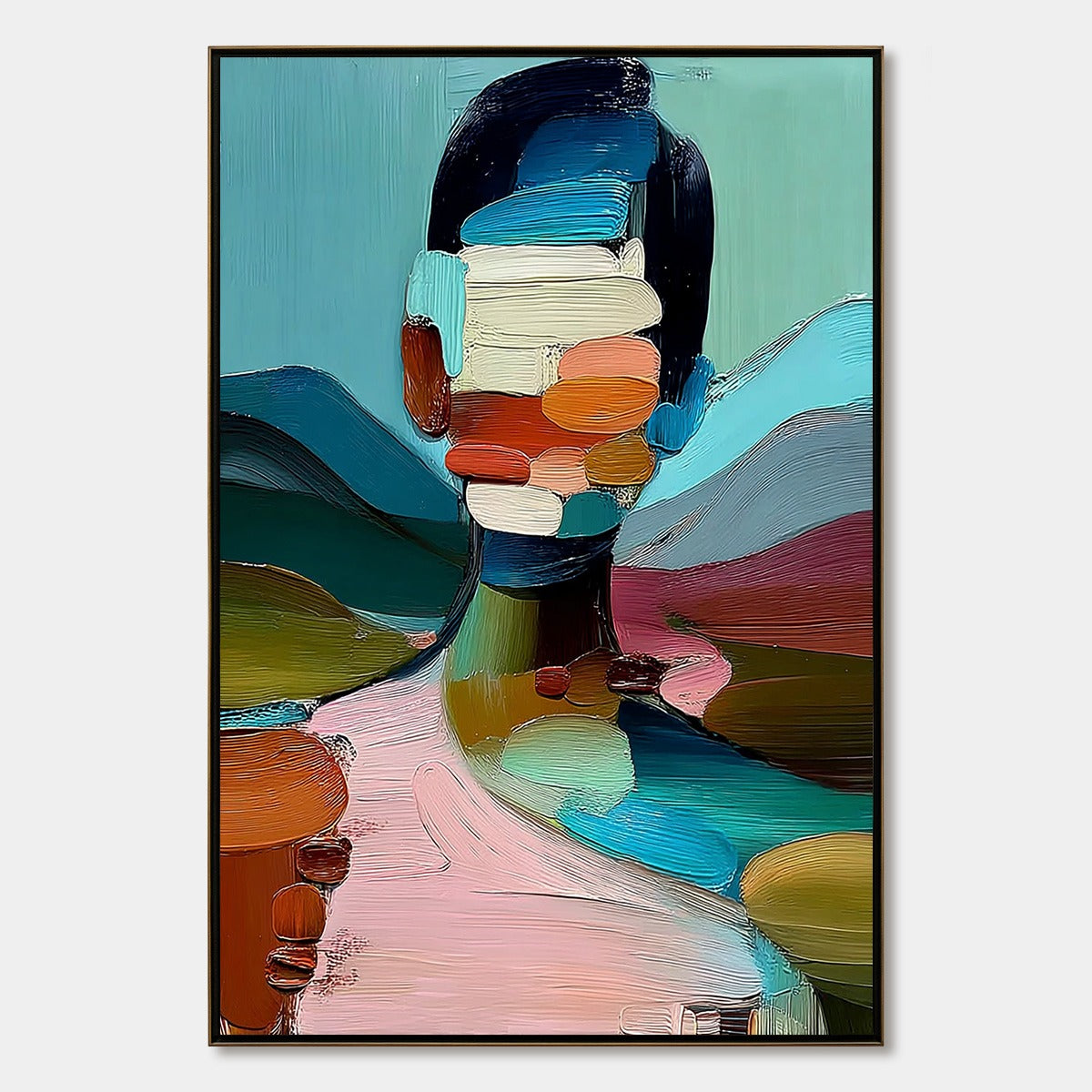 MOSAIC OF BEING: Colorful Abstract Impasto Portrait Wall Art