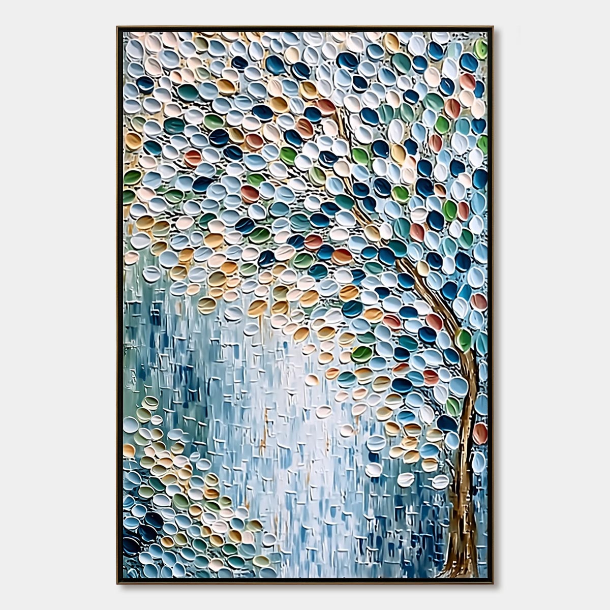 MOSAIC RAIN: Heavily Textured Impasto Tree of Life Painting