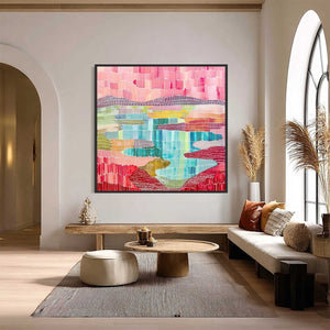 MOSAIC SUNRISE: Colorful Textured Abstract Landscape Painting