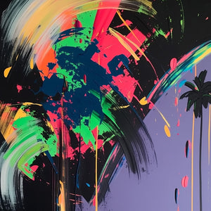 NEON TIDE: Vibrant Abstract Vertical Beach & Sea Painting