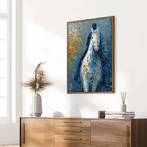 NOBLE COMPANION: Textured Impasto Horse and Rider Painting