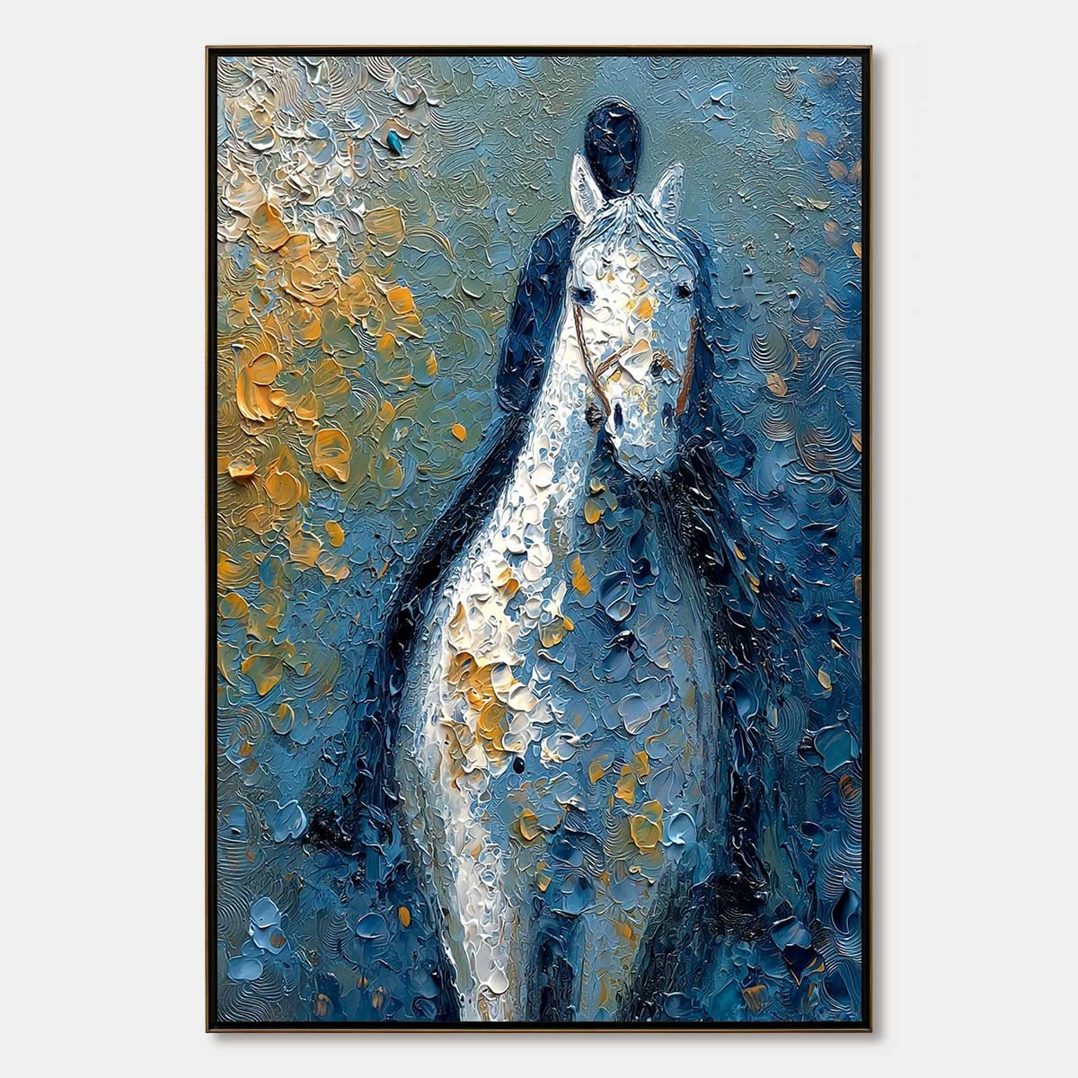 NOBLE COMPANION: Textured Impasto Horse and Rider Painting