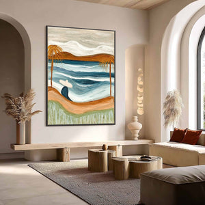 OCEAN REVERIE: Textured Wabi Sabi Style Coastal Landscape Painting