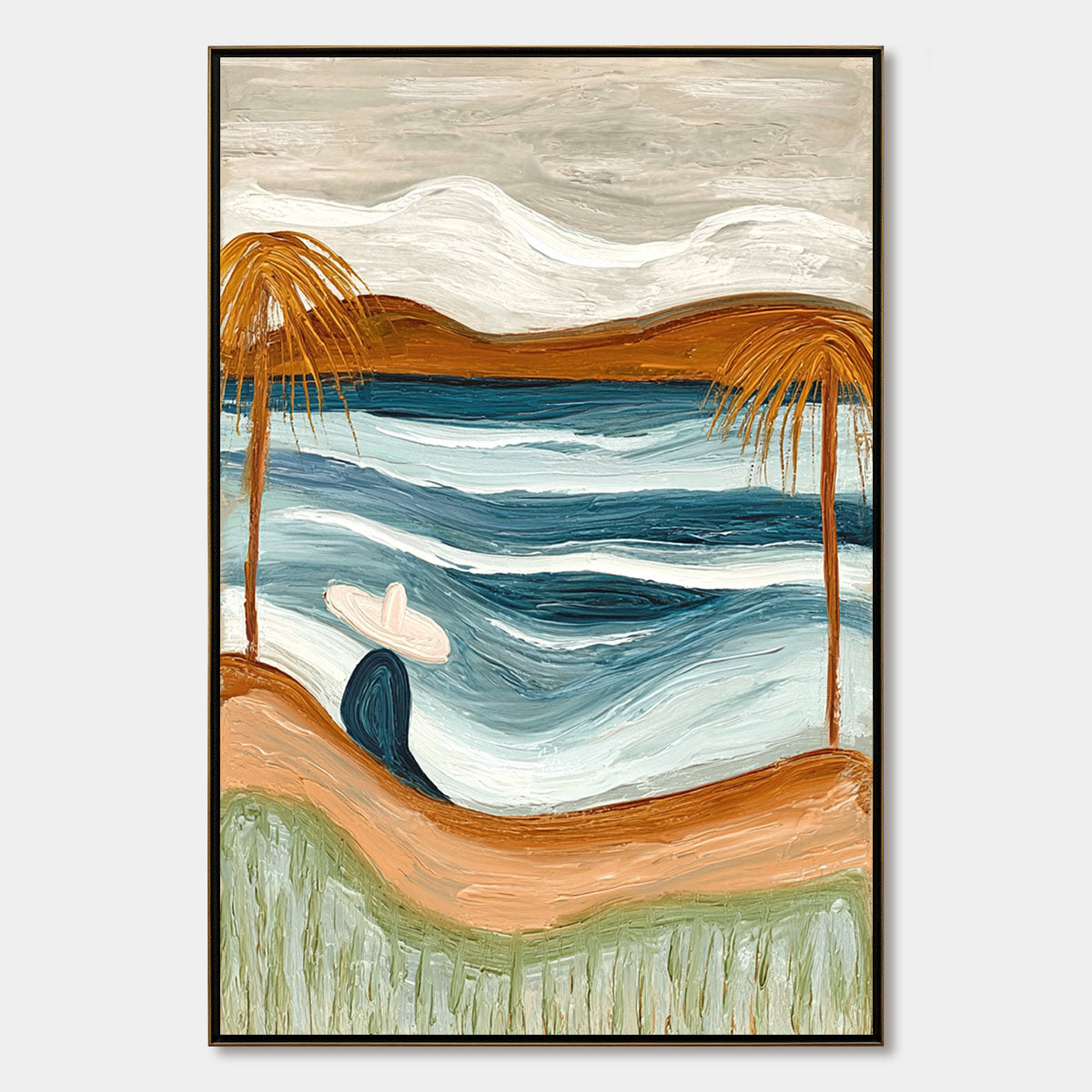 OCEAN REVERIE: Textured Wabi Sabi Style Coastal Landscape Painting