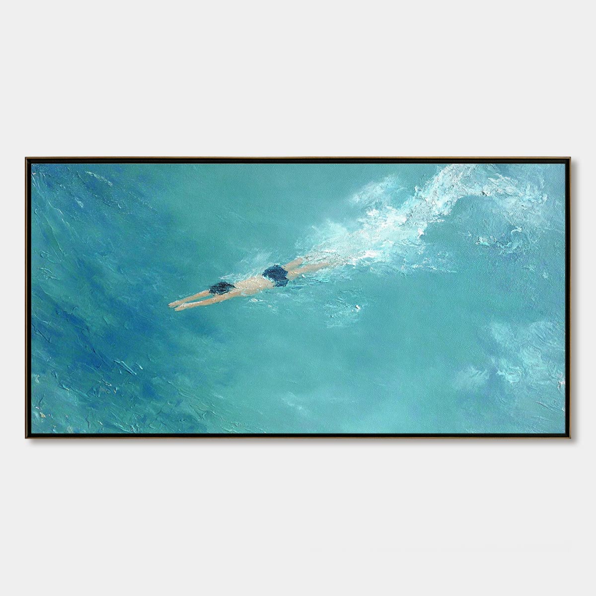 OCEAN DIVE Textured Minimalist Seascape Oil Painting