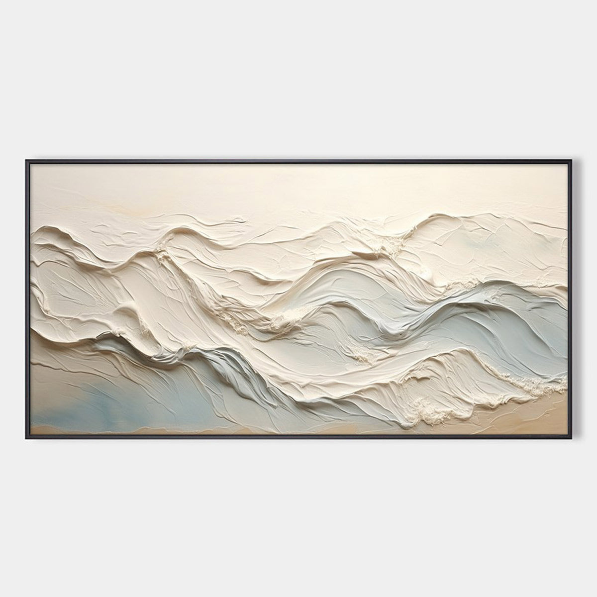 Ocean Echoes: Textured Abstract Oil Painting Canvas Wall Art Decor