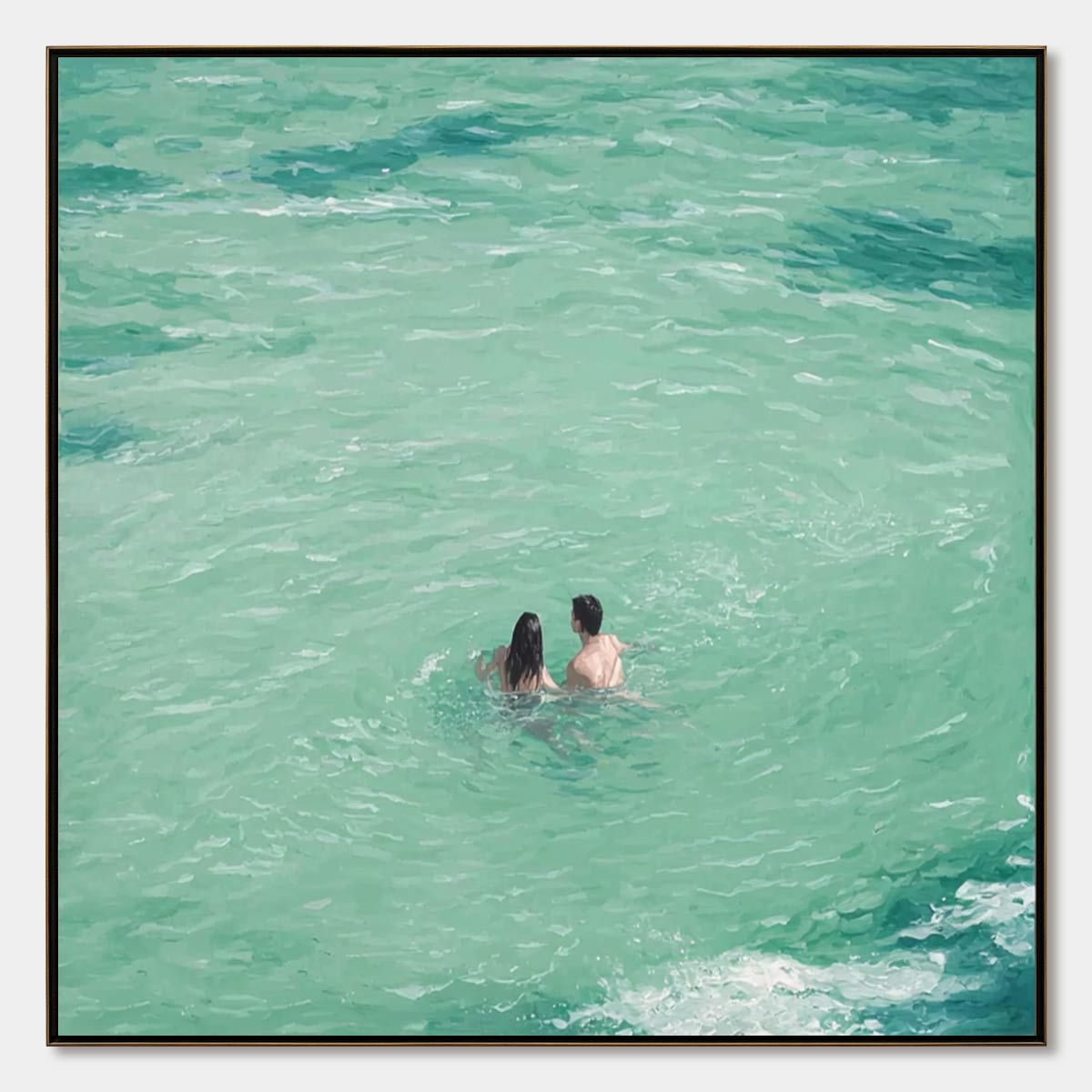 OCEAN EMBRACE Minimalist Beach Scene Oil Painting