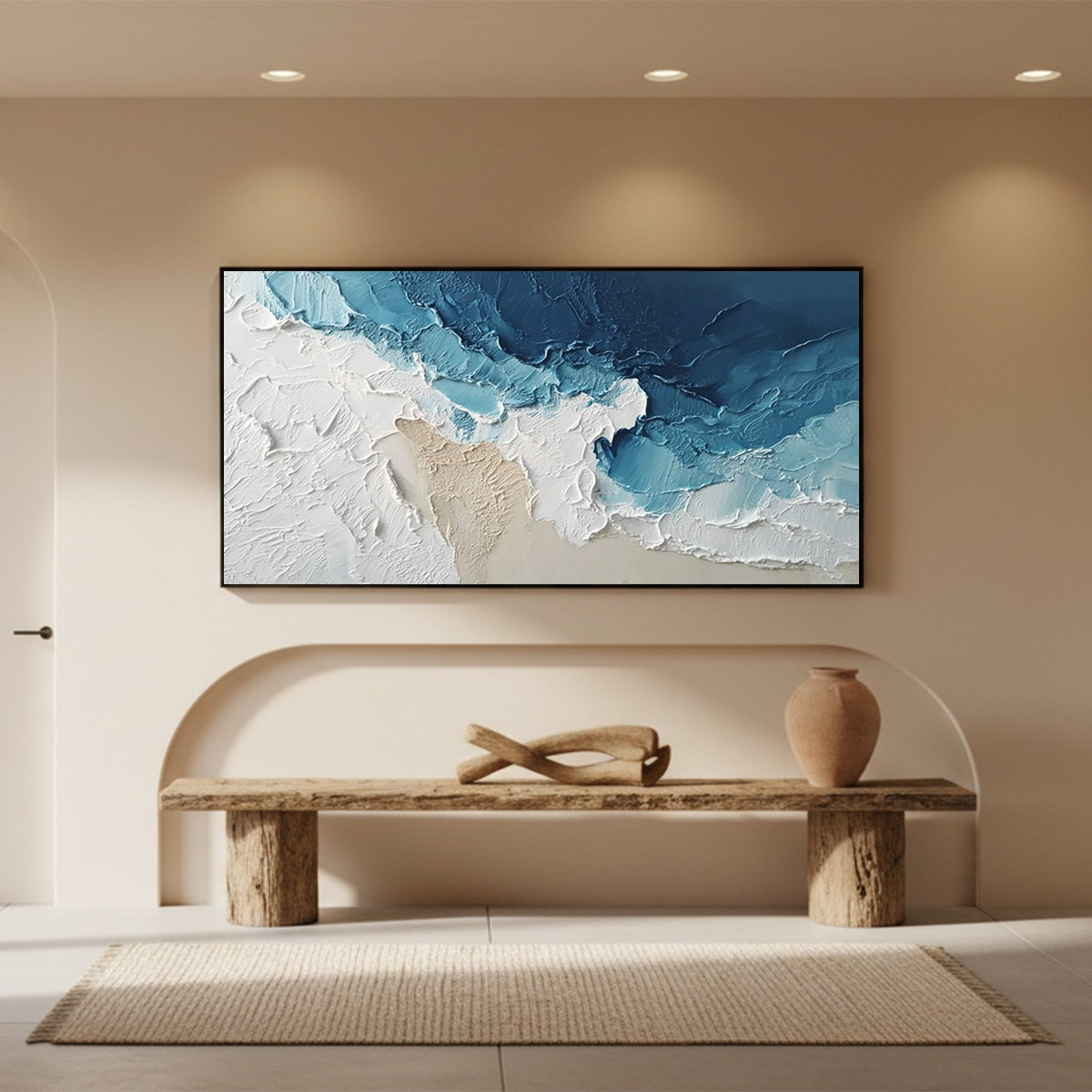 OCEAN'S EMBRACE: Textured Abstract Coastal Seascape Painting