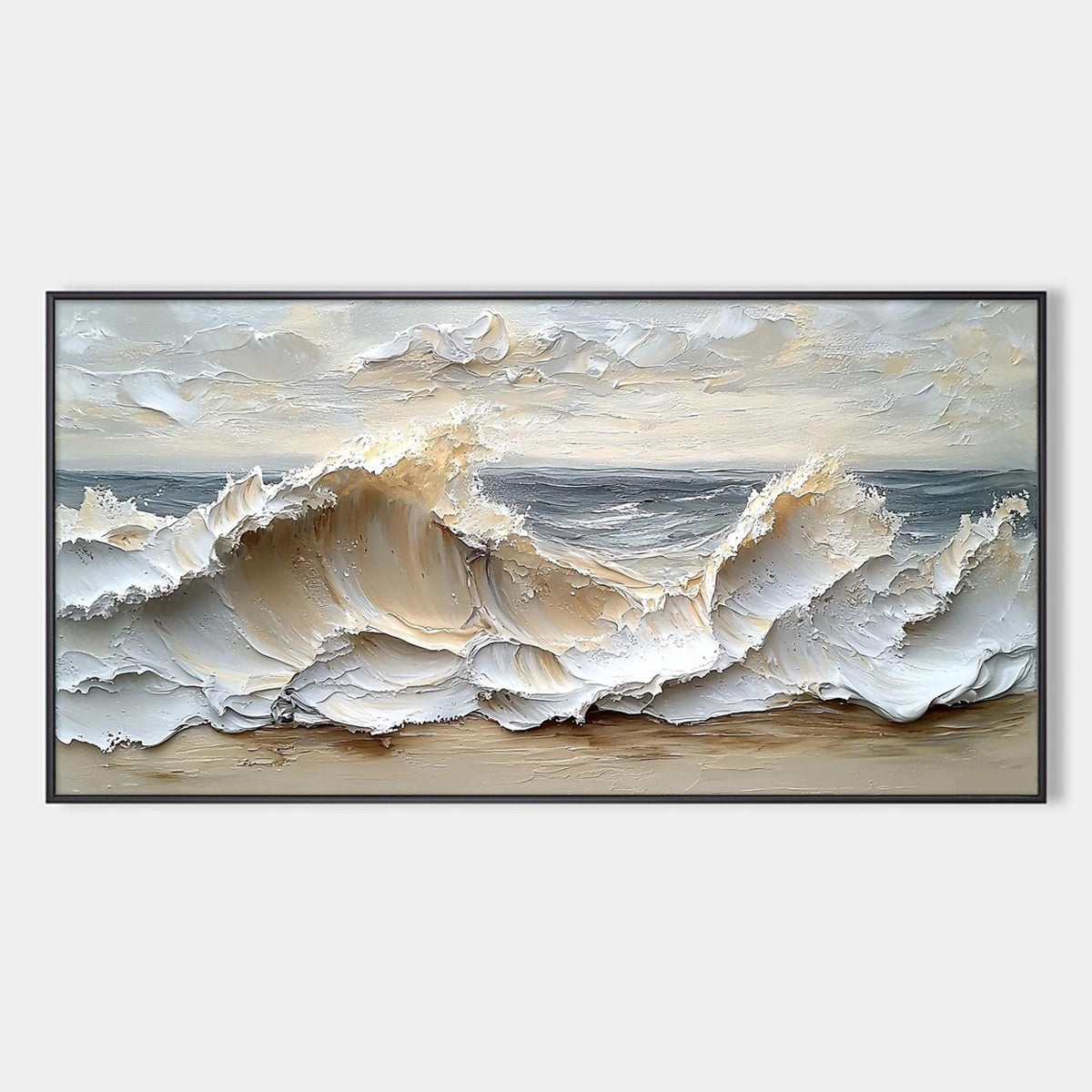 Ocean's Embrace: Original Impasto Coastal Wave Oil Painting - Textured Seascape Wall Art