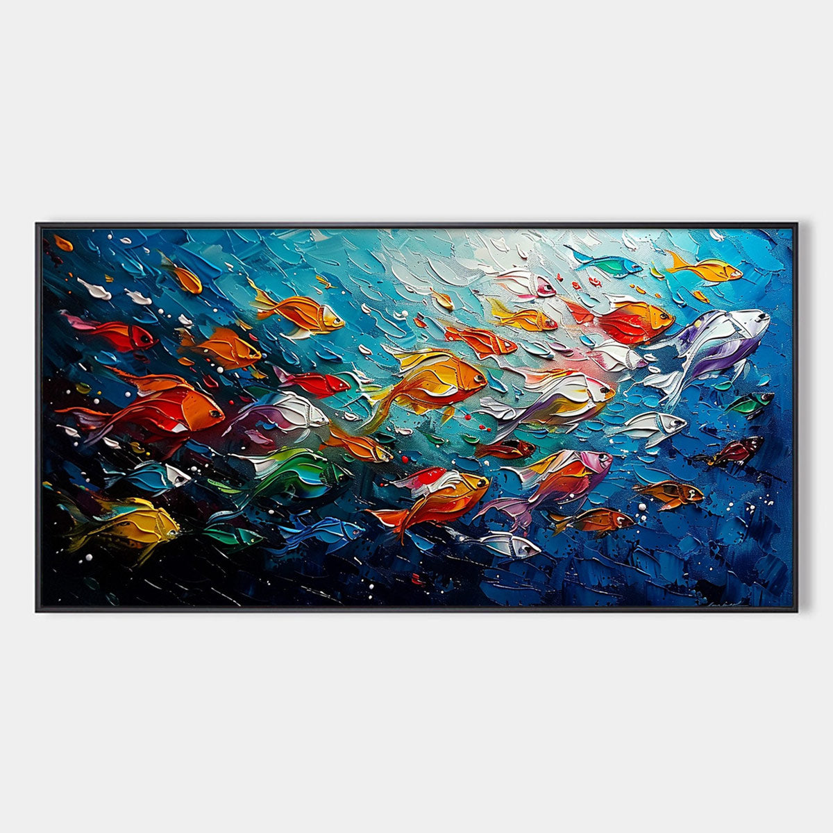 Ocean's Jewels: Original Impasto Colorful Fish Oil Painting - Vibrant Underwater Wall Art
