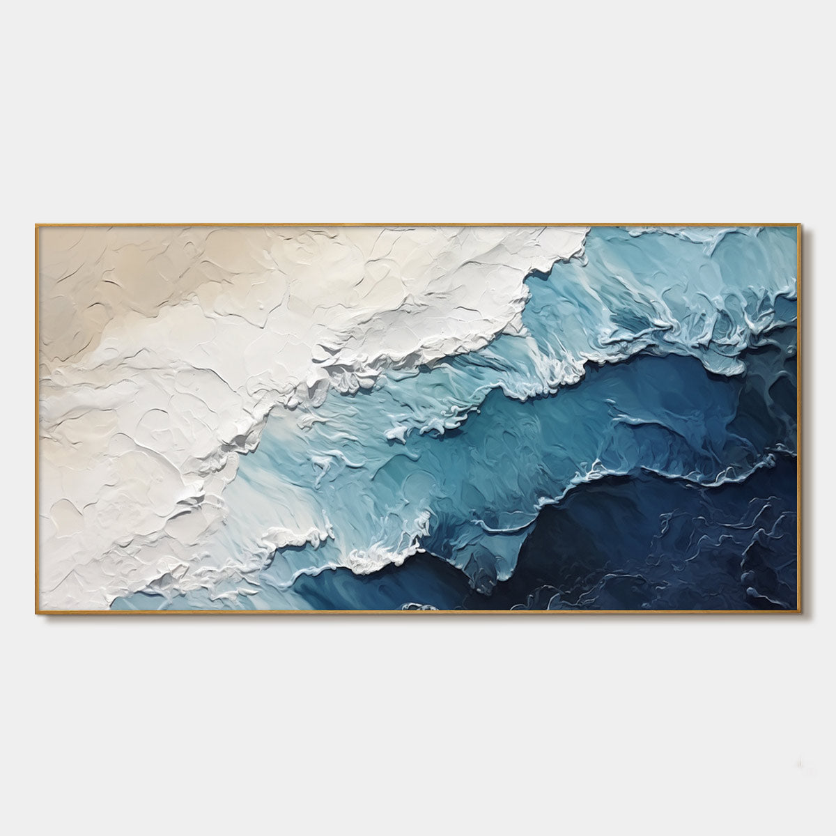 Ocean Whispers: Textured Seascape Painting | Ocean Waves | Blue & White | Living Room & Bedroom