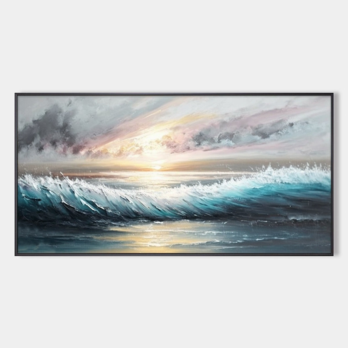 Dusk Tide: Ocean Waves Seascape Oil Painting Canvas Wall Art Decor