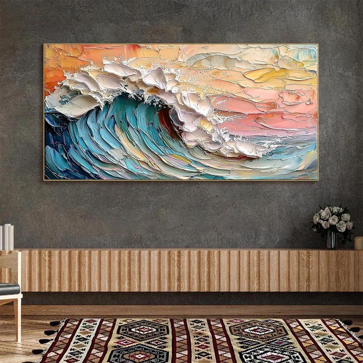 Ocean's Embrace: Original Impasto Ocean Wave Oil Painting - Textured Seascape Wall Art