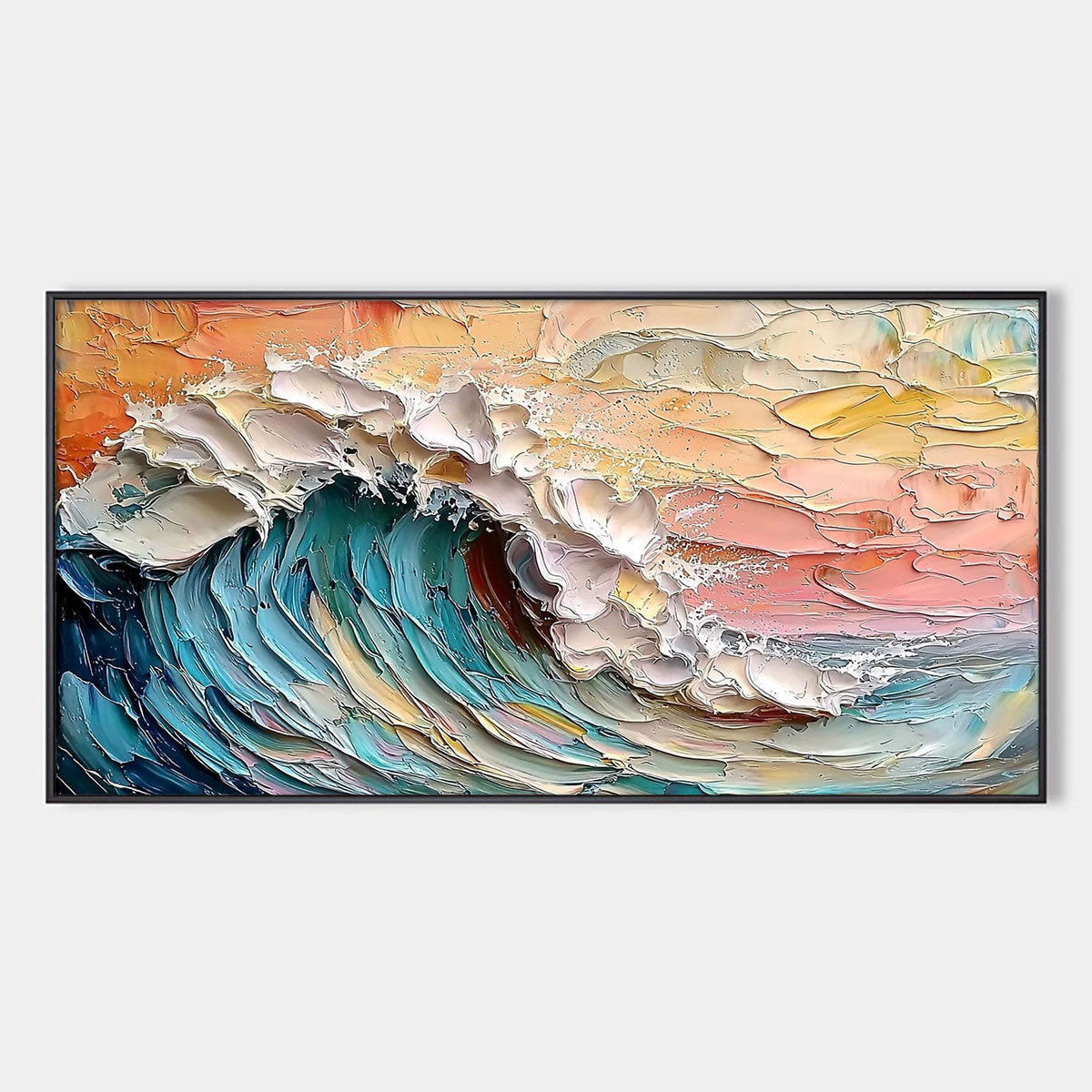 Ocean's Embrace: Original Impasto Ocean Wave Oil Painting - Textured Seascape Wall Art