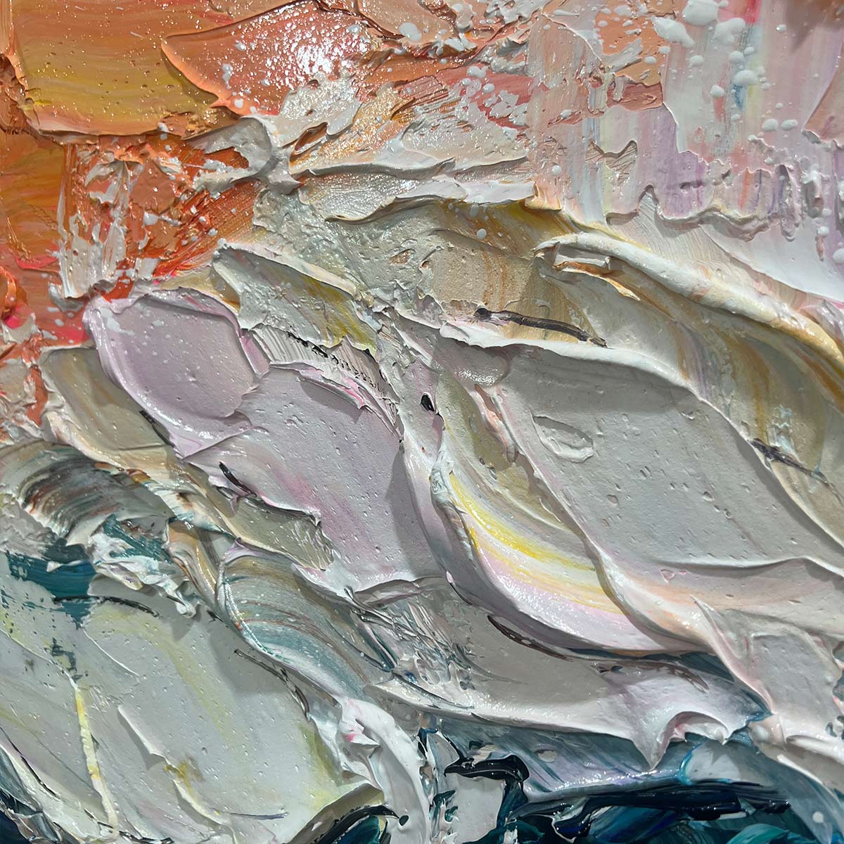 Ocean's Embrace: Original Impasto Ocean Wave Oil Painting - Textured Seascape Wall Art