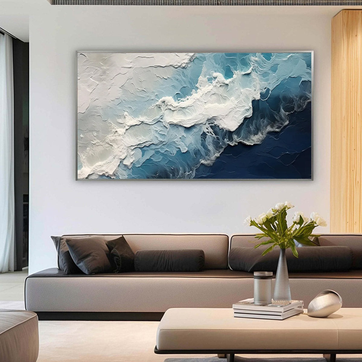 Ocean's Embrace: Original Textured Abstract Seascape Oil Painting - Ocean Wall Art
