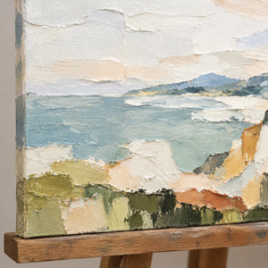 QUIET HEADLAND — Texture detail on an easel, no outer frame