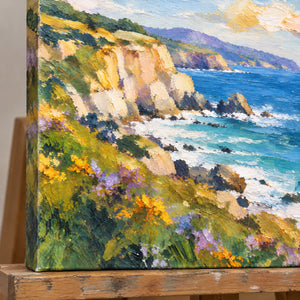 COASTAL DAYBREAK — Texture detail on an easel, no outer frame
