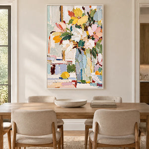 BOUQUET IN MOTION — Dining room, white frame