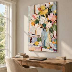 BOUQUET IN MOTION — Office, frameless stretched canvas