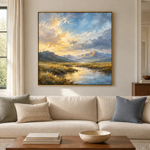 VALLEY AFTERGLOW — Living room, gold frame