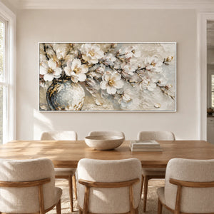 PORCELAIN BOUQUET — Dining room, white frame
