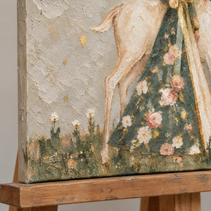 WOODLAND EMISSARY — Texture detail on an easel, no outer frame