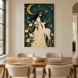 MOONLIT COMPANION — Dining room, white frame