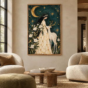 MOONLIT COMPANION — Hotel, natural wood frame