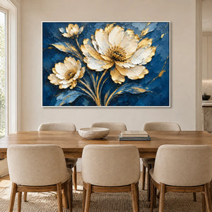 MIDNIGHT BLOSSOM — Dining room, white frame