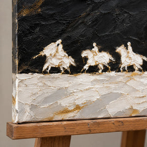 MOONLIT GALLOP — Texture detail on an easel, no outer frame