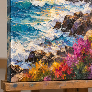 HARBOR EMBER — Texture detail on an easel, no outer frame